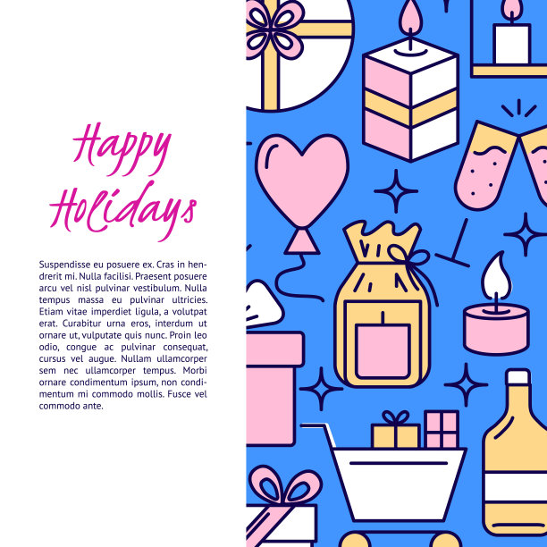 节日庆祝横幅模板在线条风格图片下载