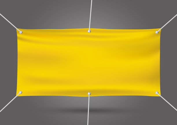 黄色模拟乙烯基旗帜在灰色背景矢量插图图片下载