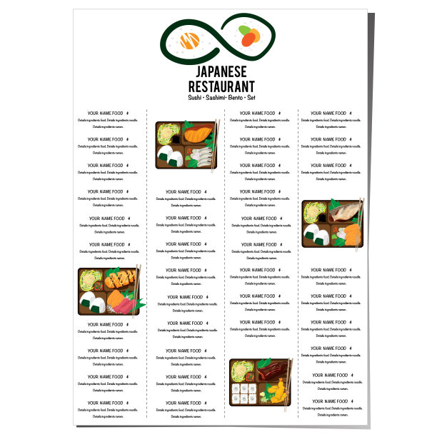 便当寿司套装日式料理餐厅菜单模板设计图形图片下载