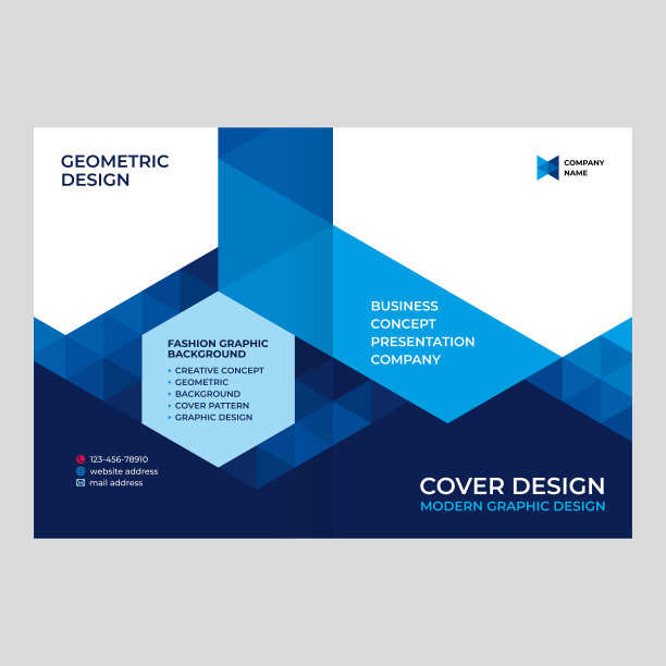 展示和广告封面设计，小册子封面，目录，传单的创意布局，时尚的蓝色背景文字和照片图片下载