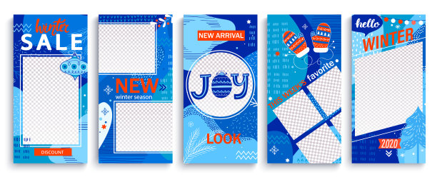 一套冬季抽象insta模板。图片下载