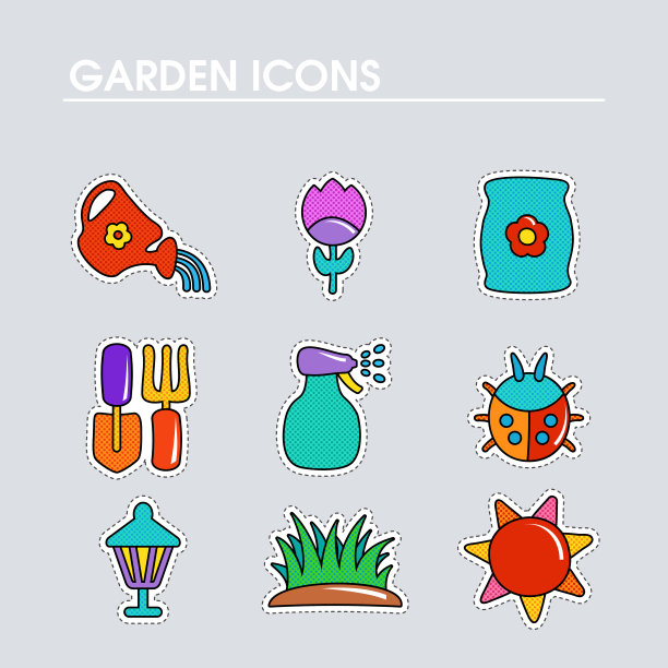 农场花园平面矢量图标图片下载