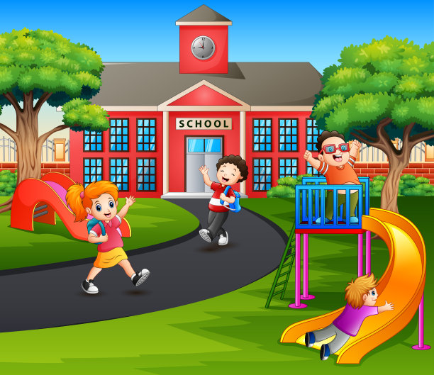 快乐的孩子放学后说再见图片下载