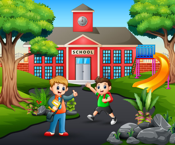 快乐的学生放学回家素材图片