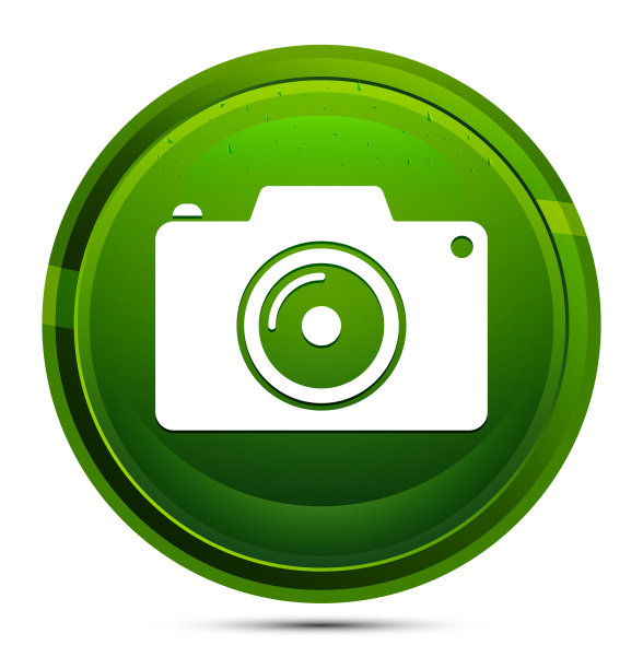 相机图标玻璃绿色圆形按钮插图图片下载