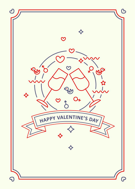 情人节快乐。贺卡。行艺术风格图片下载