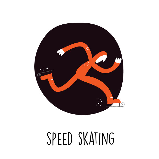 速度滑冰。有趣的矢量平面插图跑步溜冰者。孤立在白色背景上。图片下载