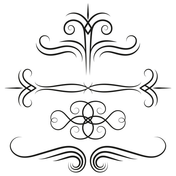 用于页面装饰的装饰书法元素。复古的漩涡饰品，边界和分隔。复古的设计和装饰元素。矢量插图。图片下载