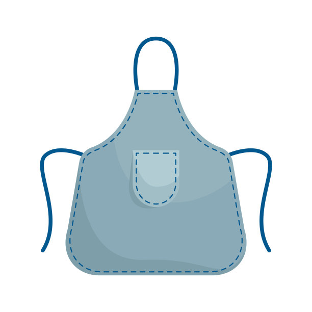 厨房牛仔围裙缝线。孤立的平面矢量插图。图片下载