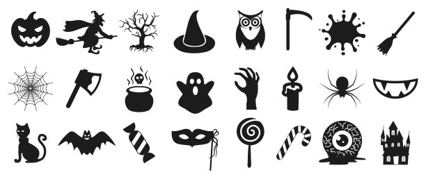 万圣节的图标设置，装饰标志-股票向量图片下载