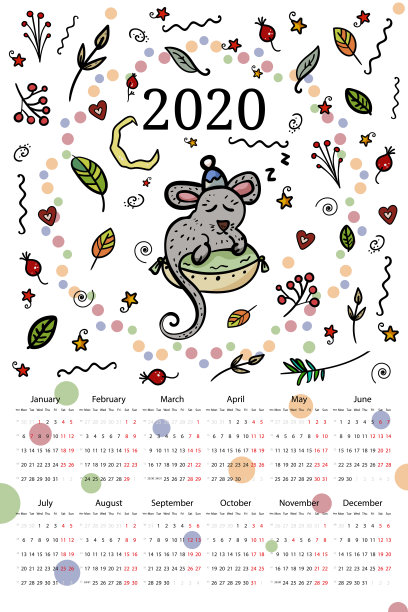 一只老鼠正在枕头上睡觉。Z Z Z是2020年新年的象征。卡通风格,向量。——向量。矢量图图片下载