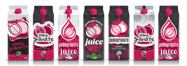 准备设计矢量石榴汁，水果包套图片下载