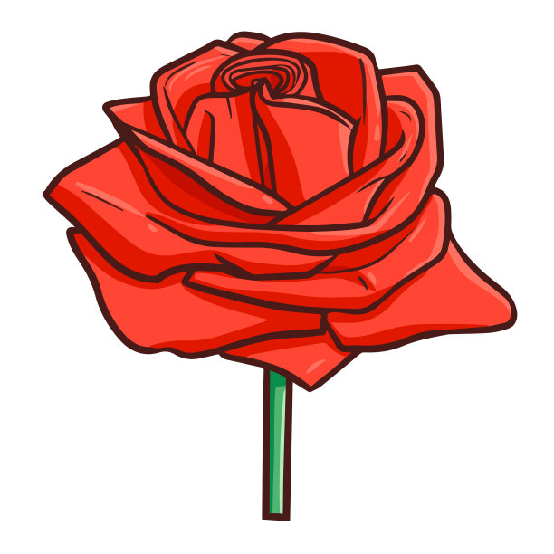 简单的红玫瑰卡通风格素材图片