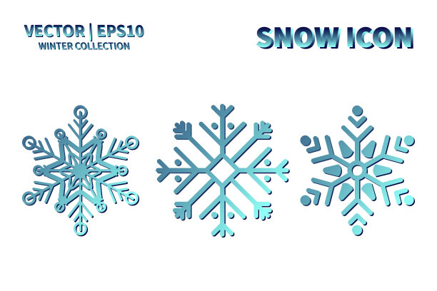 雪花矢量图标。圣诞和冬天的雪花元素。孤立扁平的新年节日装饰插图。寒冷天气对象设计图片下载