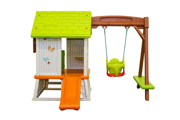 白色背景下的秋千和滑梯，秋千滑梯乐园图片下载