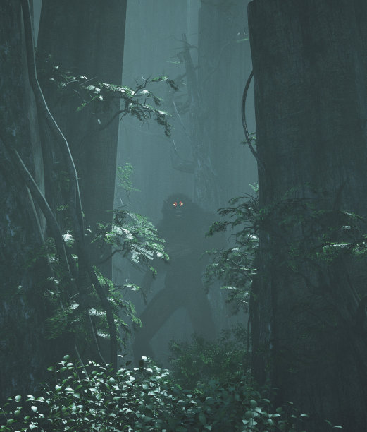 狼人在神秘的森林，每个森林都有故事讲，3d插图图片下载