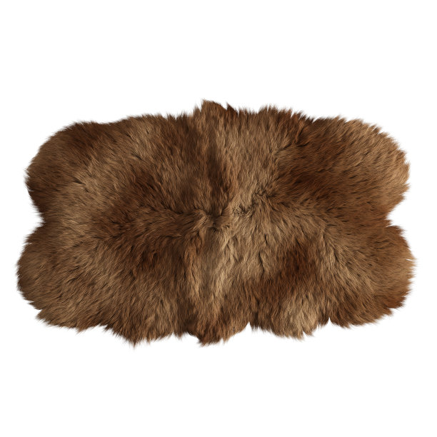 白色背景上的棕色羊皮羊毛地毯。三维渲染图片下载