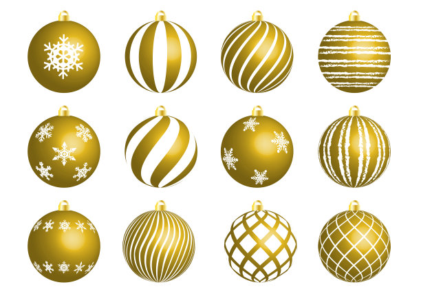 金色圣诞装饰套装图片下载