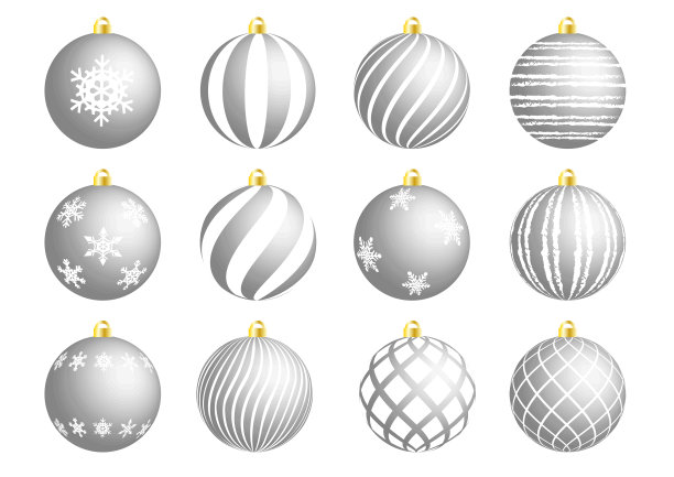 银色圣诞装饰品套装图片下载