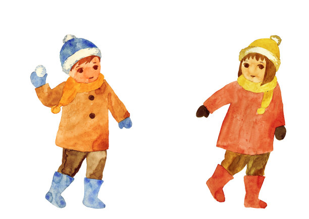 孩子们在雪中玩耍图片下载