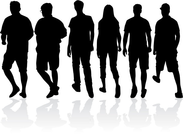 群人。一群人的剪影。图片下载