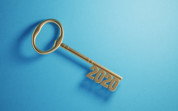 青铜2020键在蓝色背景图片下载