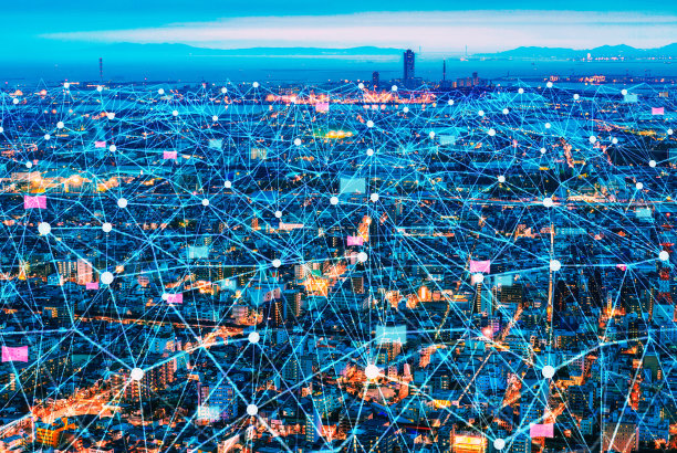日本的智能网络和连接城市图片下载