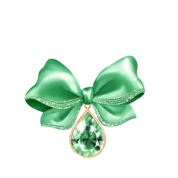 绿色节日蝴蝶结与祖母绿宝石图片下载