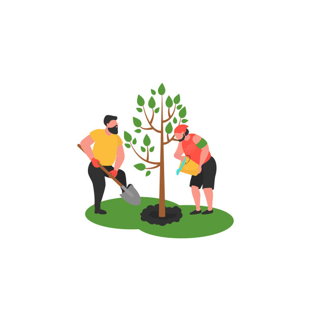 志愿者正在植树。慈善捐赠图片下载