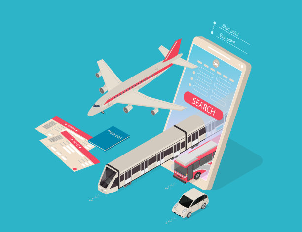 在线购买或预订概念3d等距视图。向量素材图片