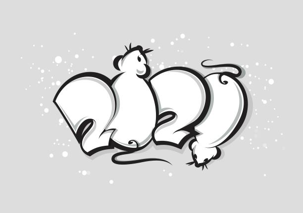 2020新年小鼠雪景标志素材图片