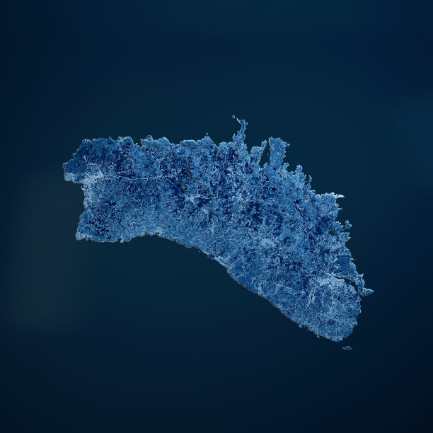 Menorca岛3D渲染蓝色顶视图2019年3月图片下载