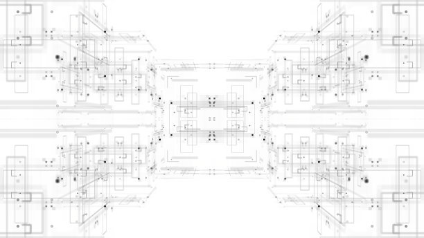 3d抽象渲染背景。技术主题。复杂的细节。行,广场。图片下载