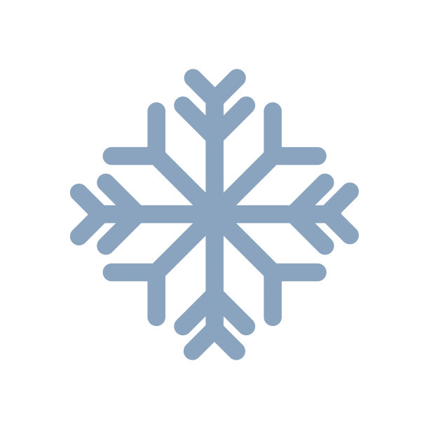 简单的雪花图标在白色背景上的线条风格设计。图片下载