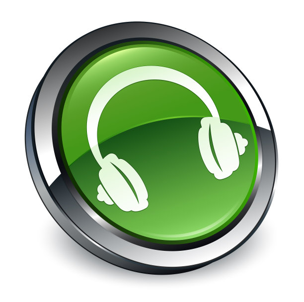 耳机图标3d软绿色圆形按钮图片下载