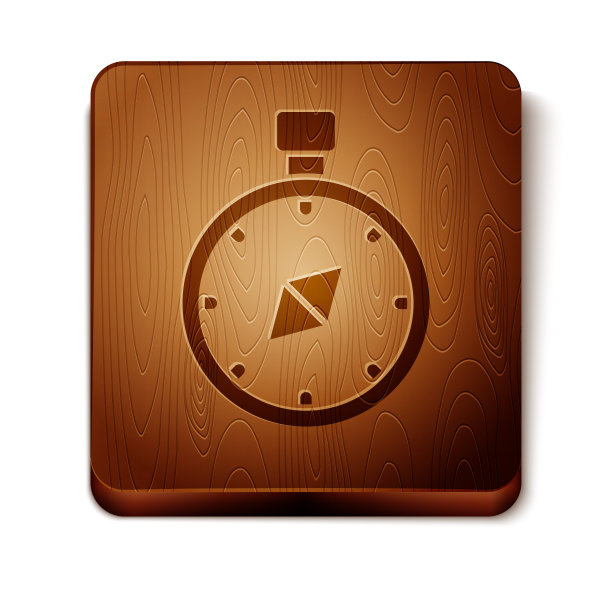 棕色罗盘图标孤立在白色背景。Windrose导航的象征。风向玫瑰图信号。木制方形按钮。矢量图图片下载