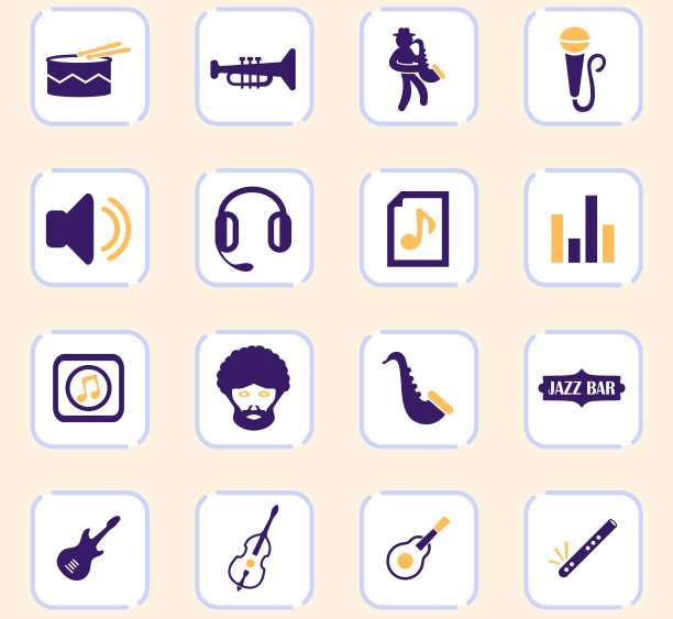 爵士和布鲁斯图标集图片下载
