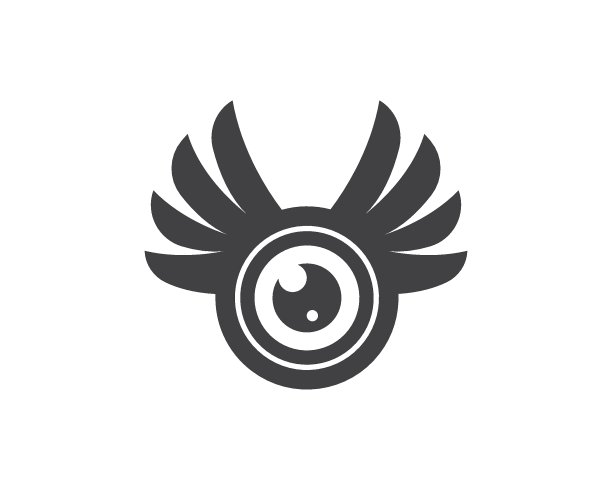 光学眼睛与翅膀图标Logo矢量模板插图图片下载