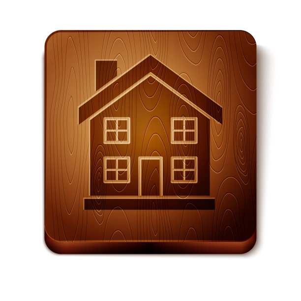 棕色房子图标孤立在白色背景。家的象征。木制方形按钮。矢量图图片下载
