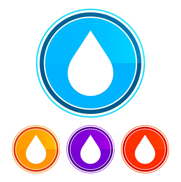 水滴图标平面设计圆形按钮设置插图设计图片下载