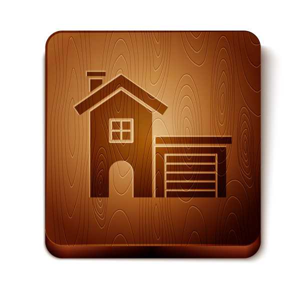 棕色房子图标孤立在白色背景。家的象征。木制方形按钮。矢量图图片下载