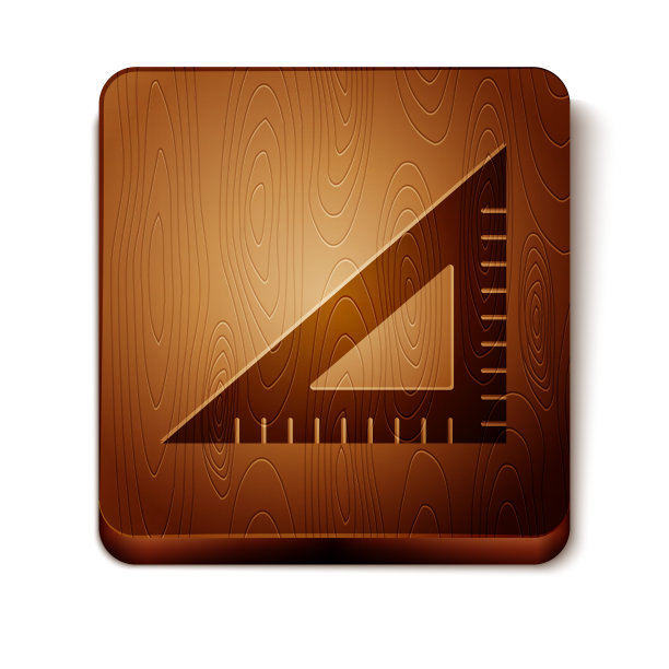 棕色三角形标尺图标孤立在白色背景。直尺的象征。几何符号。木制方形按钮。矢量图图片下载