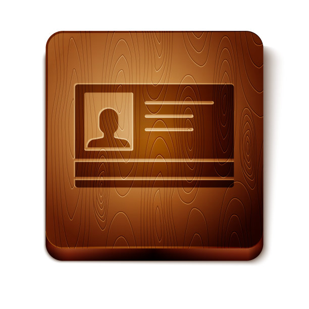 棕色识别徽章图标孤立在白色背景。它可以用于展示，公司的身份，广告。木制方形按钮。矢量图图片下载