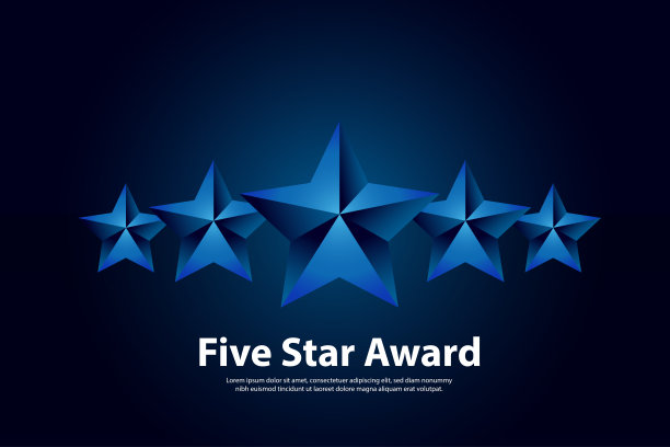 深蓝色渐变背景，豪华蓝色五星奖图片下载
