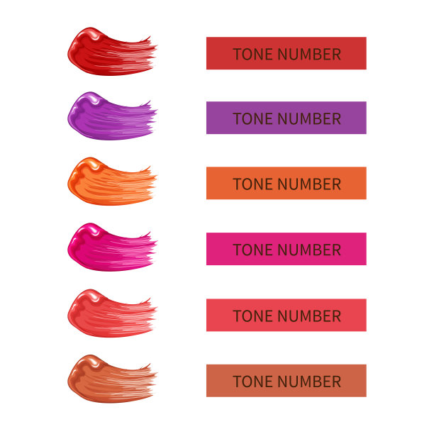 收集口红的各种颜色的笔触孤立在白色。矢量插图涂抹口红图片下载