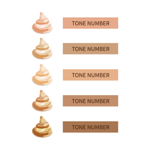 矢量插图的色调调色板校正化妆。收集化妆液粉底笔画上的白色。语气奶油,遮瑕膏。图片下载