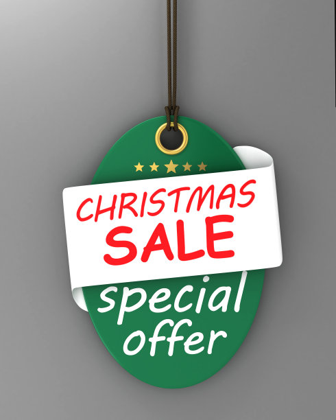 绿色圣诞促销纸标签。图片下载
