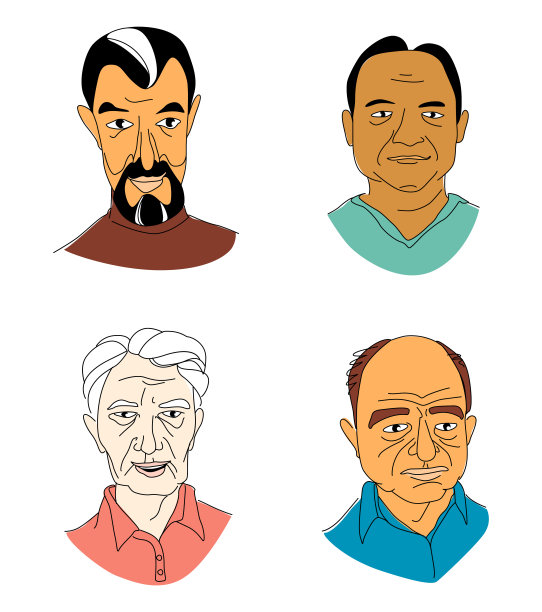 男人的头像垃圾线条画设置涂鸦海报素材图片