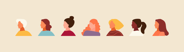 女性肖像在轮廓向量图片下载