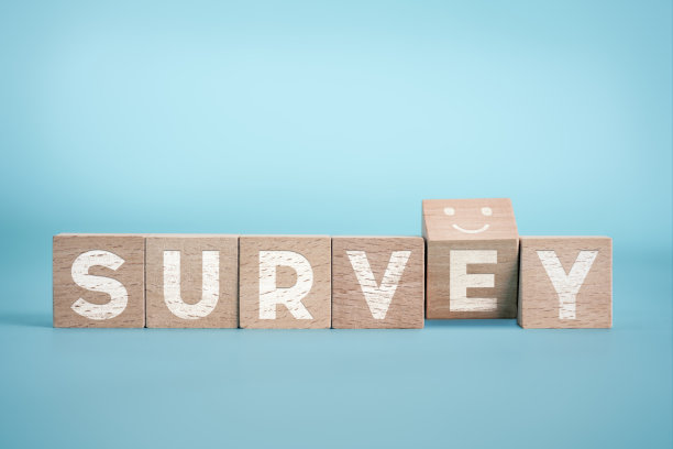 蓝色背景下的笑脸调查概念图片下载